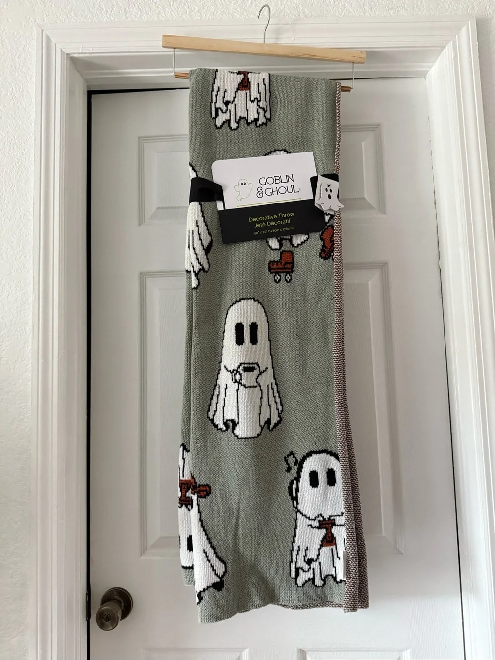 Halloween Goblin & Ghoul Ghost Skating Throw Blanket - Ships with hanger